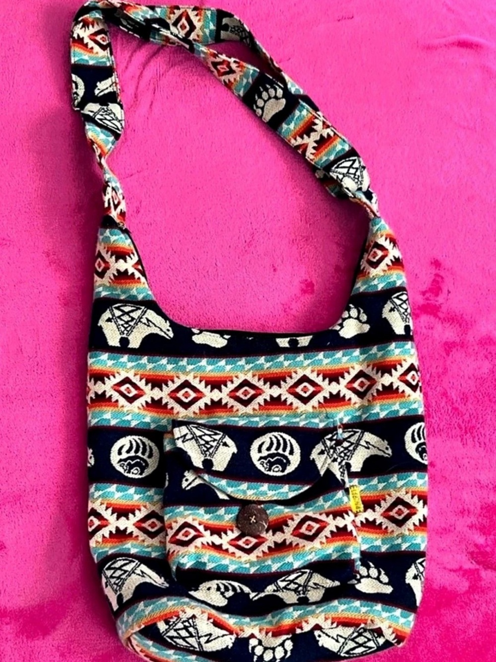 Geometric Crossbody Bag in Blue & Red